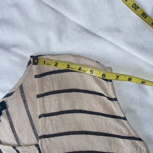 TAHARI Women's Natural Black Linen/Viscose Blend Striped Abstract Dress Sz Small - Picture 7 of 9